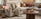 cream 4 seat left hand corner sofa in modern cosy living room with round coffee table and side table