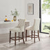 2x Belgravia Beige Fabric Bar Chairs Walnut Effect Legs