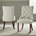 2x Belgravia Beige Fabric Dining Chairs Walnut Legs