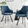 2x Falun Blue Fabric Dining Chairs Black Legs