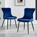 2x Nora Navy Blue Velvet Dining Chairs Black Legs