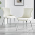 2x Nora Cream Velvet Dining Chairs Silver Legs
