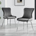 2x Nora Dark Grey Velvet Dining Chairs Silver Legs