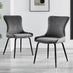 2x Nora Dark Grey Velvet Dining Chairs Black Legs
