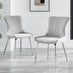 2x Nora Light Grey Velvet Dining Chairs Silver Legs