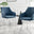 2x Falun Blue Fabric Dining Chairs Silver Legs