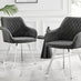 2x Falun Dark Grey Fabric Dining Chairs Silver Legs