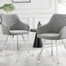 2x Falun Light Grey Fabric Dining Chairs Silver Legs