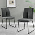 2x Halle Dark Grey Fabric Dining Chairs Black Legs