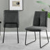 2x Halle Dark Grey Fabric Dining Chairs Black Legs