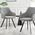 2x Falun Light Grey Fabric Dining Chairs Black Legs