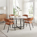 Adley Round Grey Concrete Effect Dining Table 4 Tan Faux Leather Delos Chairs