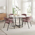 Adley Round Grey Concrete Effect Dining Table 4 Dusky Pink Delos Chairs