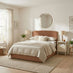 Amelie Orange Fabric Ottoman Double Bed Frame