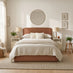 Amelie Orange Fabric Ottoman Double Bed Frame