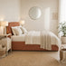 Amelie Orange Fabric Ottoman Double Bed Frame