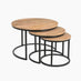 Andes Round Light Oak Wood Set of 3 Nesting Coffee Tables