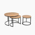 Andes Round Light Oak Wood Set of 3 Nesting Coffee Tables