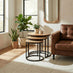 Andes Round Light Oak Wood Set of 3 Nesting Coffee Tables