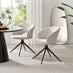 2x Anika Cream Fabric Swivel Dining Chairs