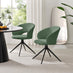 2x Anika Green Fabric Swivel Dining Chairs