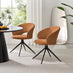 2x Anika Terracotta Orange Fabric Swivel Dining Chairs