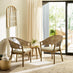 2x Asa Wood, Wicker & Cream Indoor / Outdoor Dining Chairs
