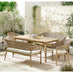 Asa Wood & Wicker 6 Seat Benches & Chairs Garden Dining Set