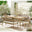 Asa Wood & Wicker 6 Seat Benches & Chairs Garden Dining Set