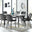 Andria Black Leg Marble Effect Dining Table and 6 Black Pesaro Black Leg Chairs