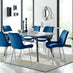 Andria Black Leg Marble Effect Dining Table and 6 Navy Pesaro Silver Leg Chairs