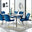 Andria Black Leg Marble Effect Dining Table and 6 Navy Pesaro Silver Leg Chairs