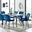 Andria Black Leg Marble Effect Dining Table and 6 Navy Pesaro Black Leg Chairs