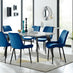 Andria Black Leg Marble Effect Dining Table and 6 Navy Pesaro Black Leg Chairs
