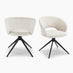 2x Anika Cream Fabric Swivel Dining Chairs