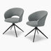 2x Anika Grey Fabric Swivel Dining Chairs