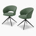 2x Anika Green Fabric Swivel Dining Chairs