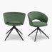 2x Anika Green Fabric Swivel Dining Chairs