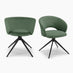 2x Anika Green Fabric Swivel Dining Chairs