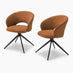 2x Anika Terracotta Orange Fabric Swivel Dining Chairs