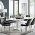 Arezzo Large Extending Dining Table and 8 Black Pesaro Silver Leg Chairs
