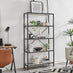Ashton White Marble Effect and Black Metal Tall Shelves