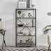 Ashton Wood and Black Metal Tall Shelves