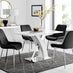 Atlanta 4 White Dining Table and 4 Black Pesaro Silver Leg Chairs