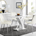 Atlanta 4 White Dining Table and 4 Cream Pesaro Silver Leg Chairs