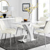 Atlanta 4 White Dining Table and 4 Cream Pesaro Silver Leg Chairs