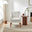 Aubrey Beige Check Fabric Wingback Accent Armchair
