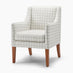 Aubrey Beige Check Fabric Wingback Accent Armchair