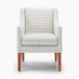 Aubrey Beige Check Fabric Wingback Accent Armchair