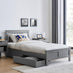 Azure Grey Solid Pine Single Bed Frame